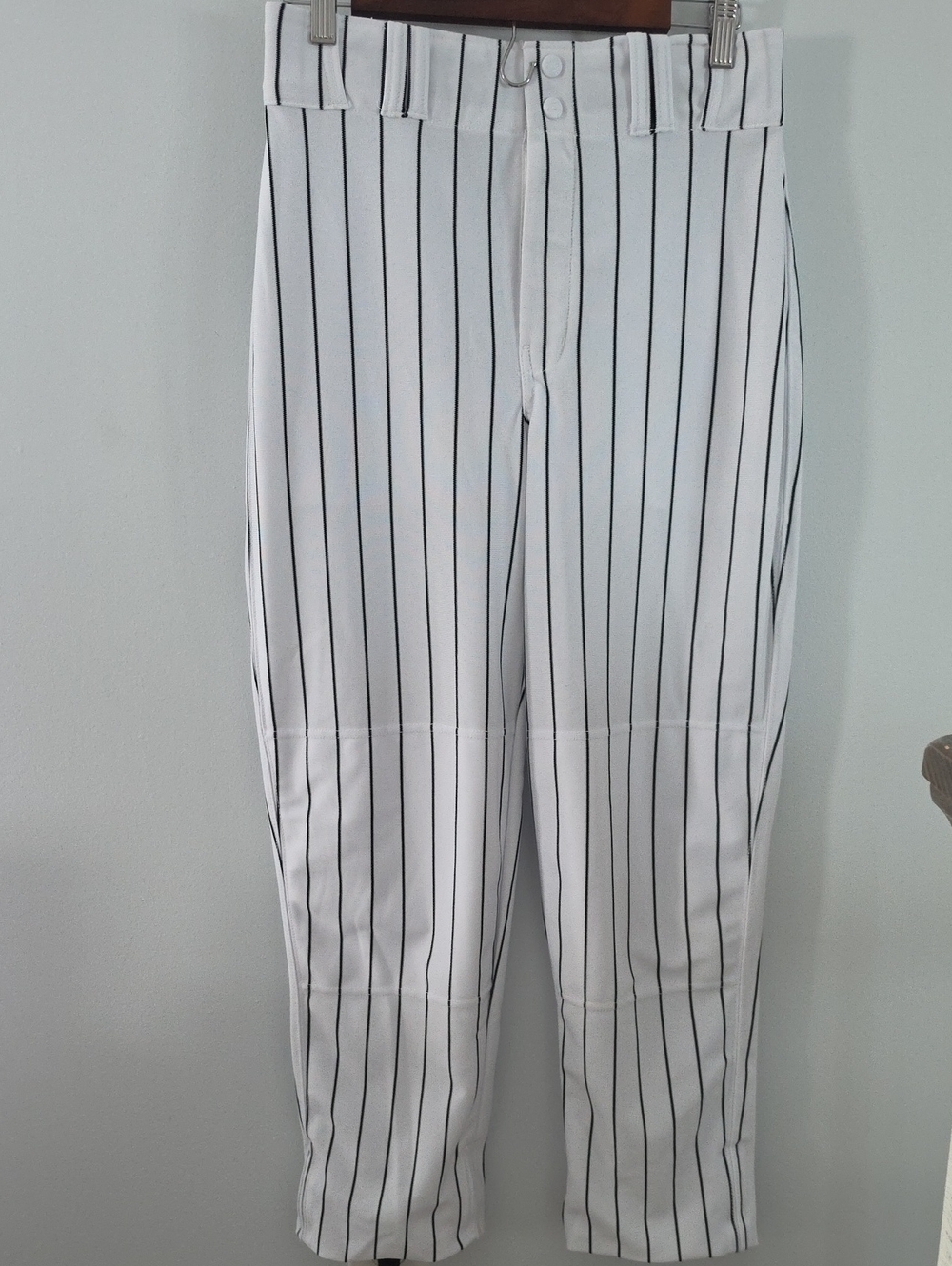 Men's White Pinstripe Baseball-Style Pants